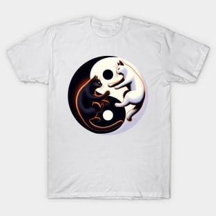 Ying Yang Cat Fight T-Shirt